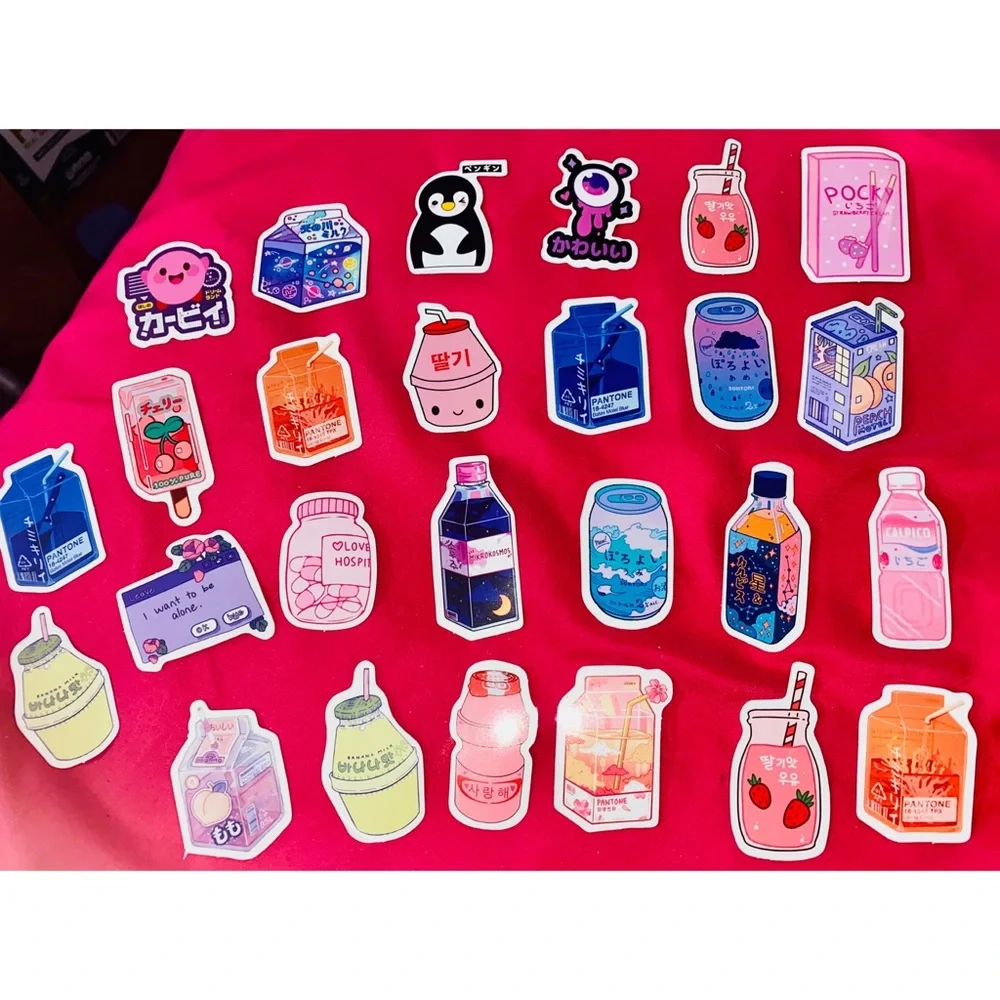 Lot of 26 Kawaii Stickers for Water Bottle, Laptop Etc.